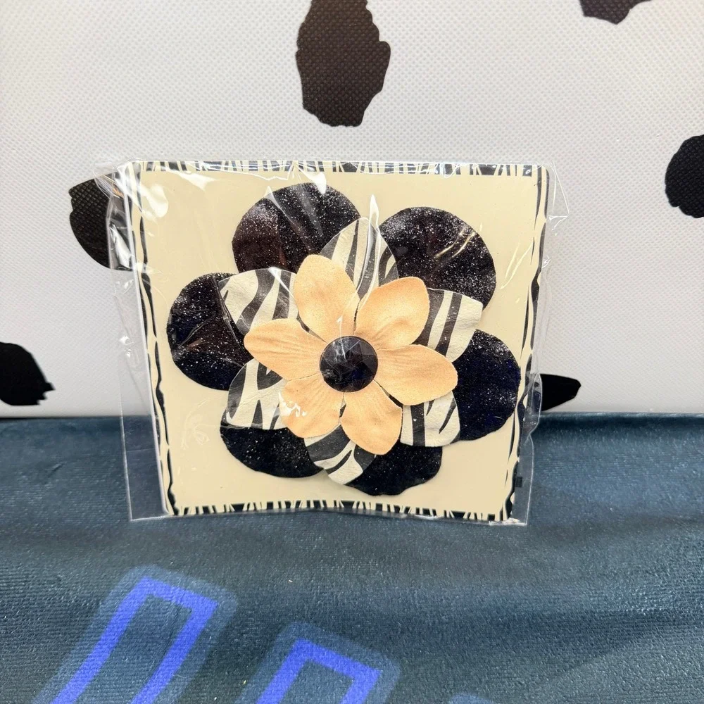 Michaels Flower Clip Womens Black Tan Zebra Print Glitter 3 Packs of 2